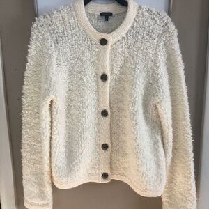 Talbots Cream Boucle Button-Up Cardigan